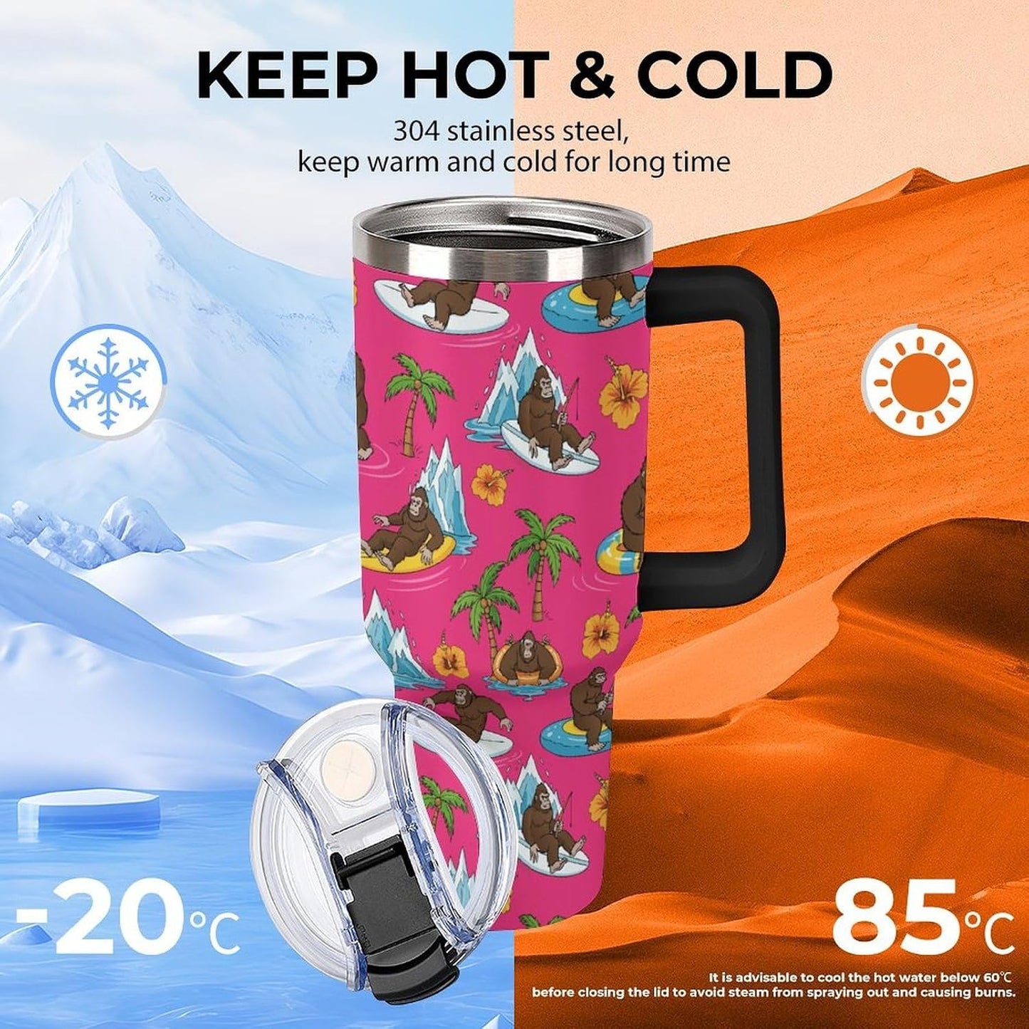 Leakproof Car Cup Vacuum Sealed With Lid For Office Crystal Clear Blue Water Ripple Print Drinkware Light Rose Red-style-5 - Colors E