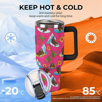 Leakproof Car Cup Vacuum Sealed With Lid For Office Crystal Clear Blue Water Ripple Print Drinkware Light Rose Red-style-5 - Colors E