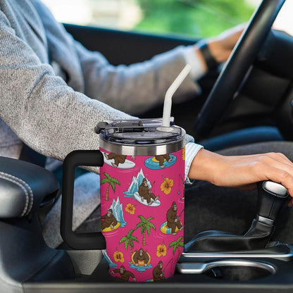 Leakproof Car Cup Vacuum Sealed With Lid For Office Crystal Clear Blue Water Ripple Print Drinkware Light Rose Red-style-5 - Colors E