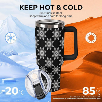 Leakproof Car Cup Vacuum Sealed With Lid For Office Crystal Clear Blue Water Ripple Print Drinkware Light Rose Red-style-5 - Colors E