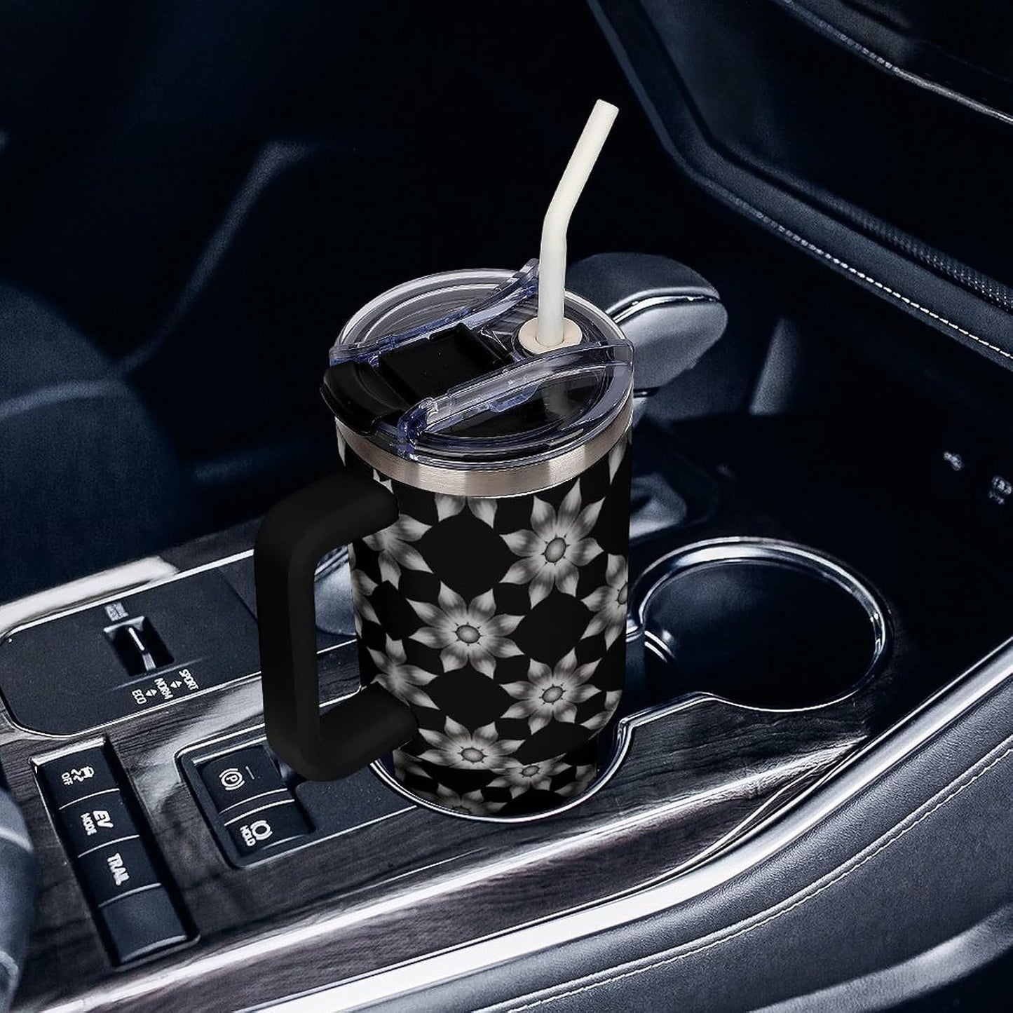 Leakproof Car Cup Vacuum Sealed With Lid For Office Crystal Clear Blue Water Ripple Print Drinkware Light Rose Red-style-5 - Colors E