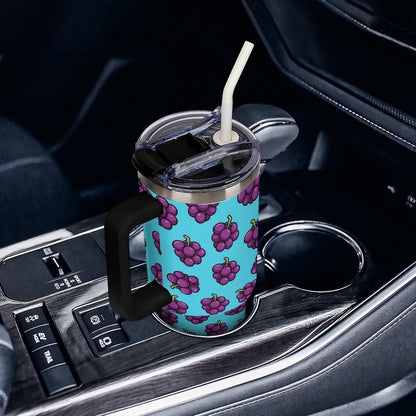 Leakproof Car Cup Vacuum Sealed With Lid For Office Crystal Clear Blue Water Ripple Print Drinkware Light Rose Red-style-5 - Colors E