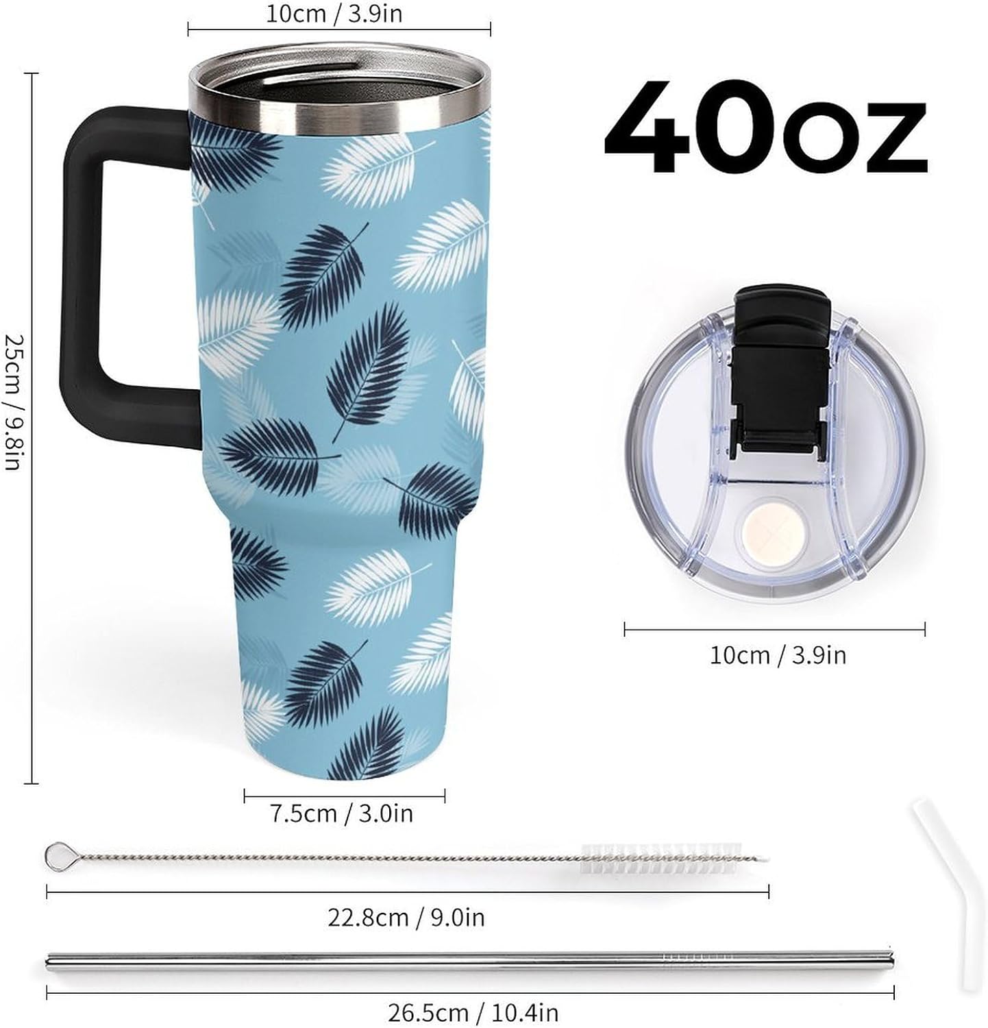 Leakproof Car Cup Vacuum Sealed With Lid For Office Crystal Clear Blue Water Ripple Print Drinkware Light Rose Red-style-5 - Colors E