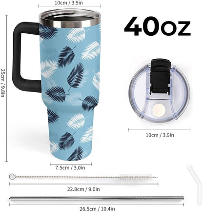 Leakproof Car Cup Vacuum Sealed With Lid For Office Crystal Clear Blue Water Ripple Print Drinkware Light Rose Red-style-5 - Colors E