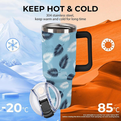 Leakproof Car Cup Vacuum Sealed With Lid For Office Crystal Clear Blue Water Ripple Print Drinkware Light Rose Red-style-5 - Colors E