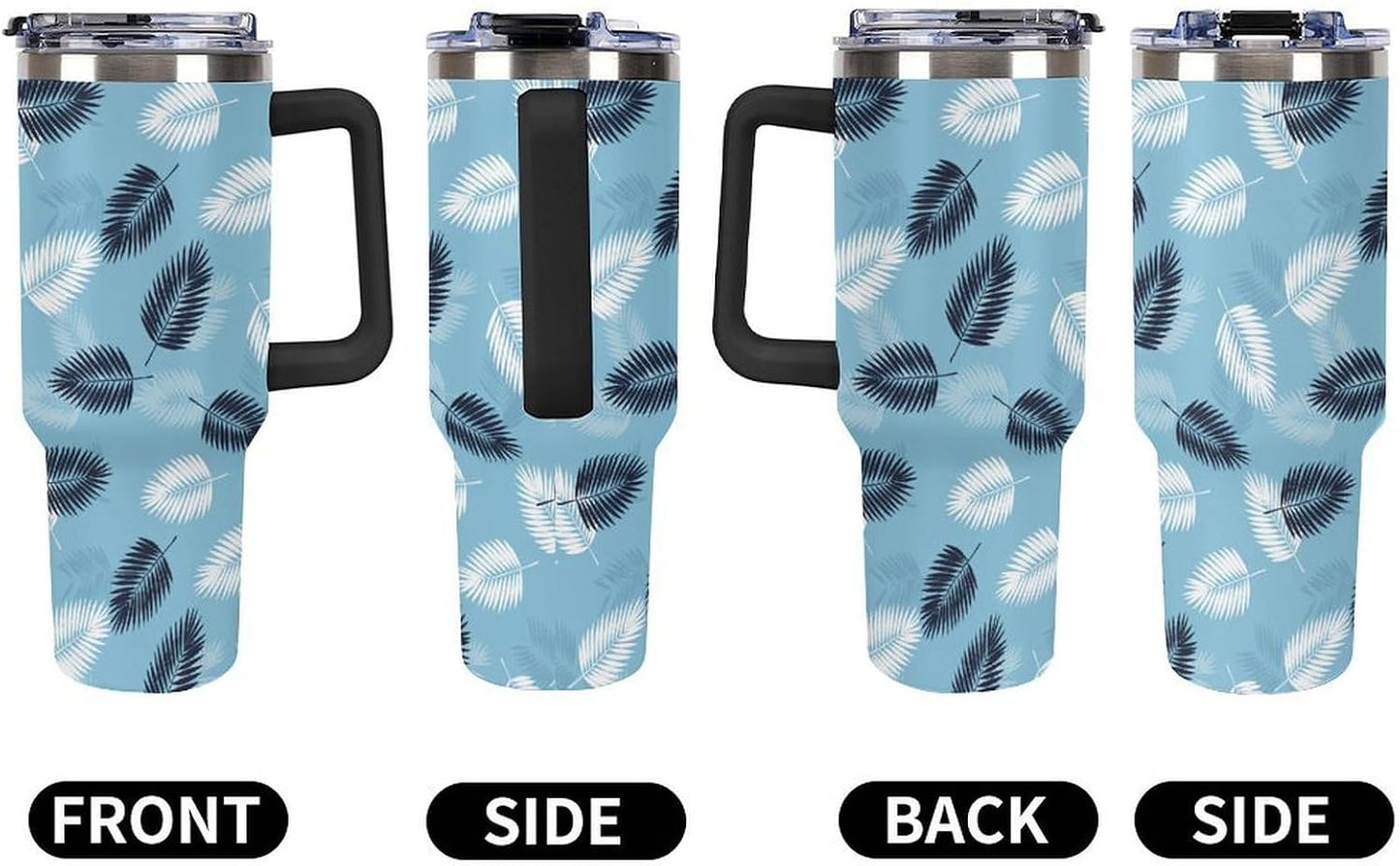 Leakproof Car Cup Vacuum Sealed With Lid For Office Crystal Clear Blue Water Ripple Print Drinkware Light Rose Red-style-5 - Colors E