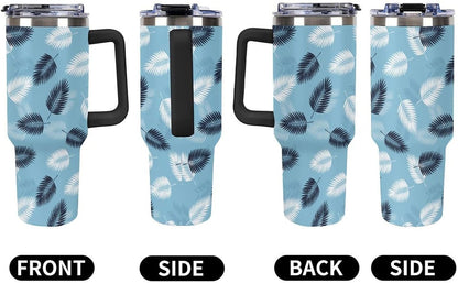 Leakproof Car Cup Vacuum Sealed With Lid For Office Crystal Clear Blue Water Ripple Print Drinkware Light Rose Red-style-5 - Colors E
