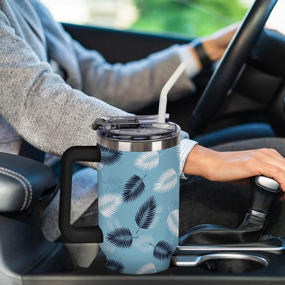 Leakproof Car Cup Vacuum Sealed With Lid For Office Crystal Clear Blue Water Ripple Print Drinkware Light Rose Red-style-5 - Colors E