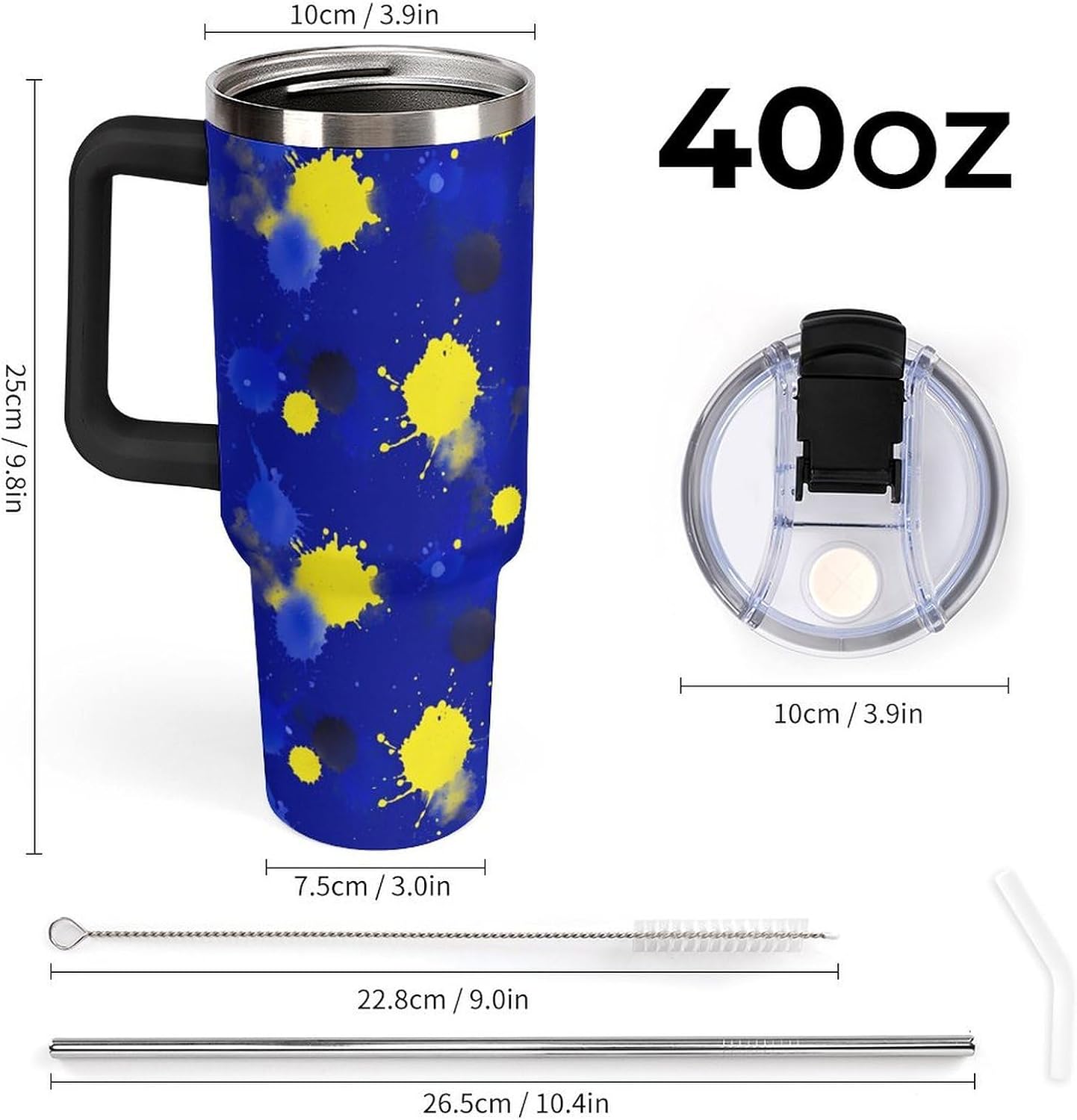 Leakproof Car Cup Vacuum Sealed With Lid For Office Crystal Clear Blue Water Ripple Print Drinkware Light Rose Red-style-5 - Colors E