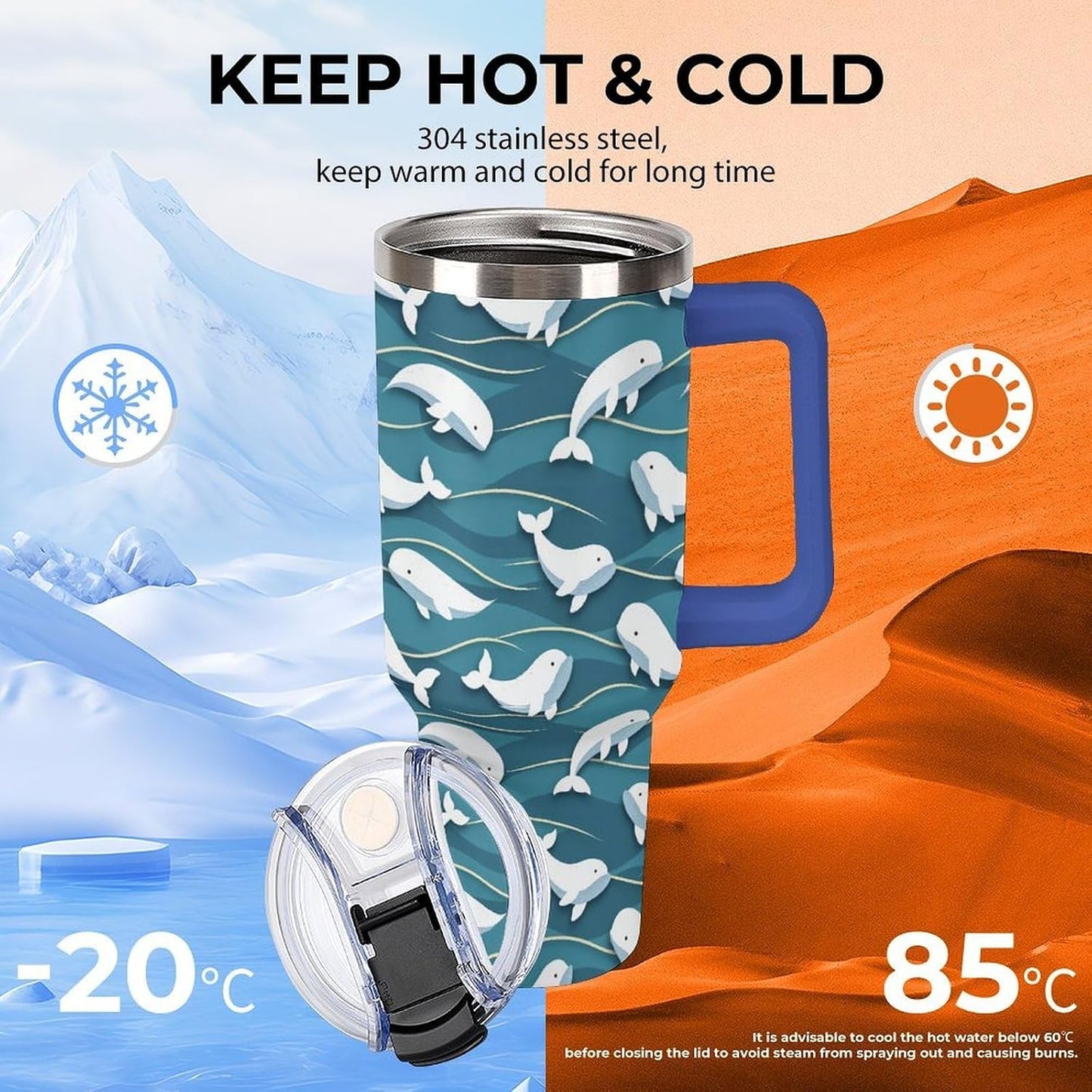Leakproof Car Cup Vacuum Sealed With Lid For Office Crystal Clear Blue Water Ripple Print Drinkware Light Rose Red-style-5 - Colors E