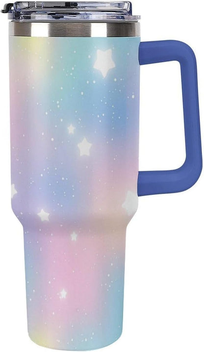 Leakproof Car Cup Vacuum Sealed With Lid For Office Crystal Clear Blue Water Ripple Print Drinkware Light Rose Red-style-5 - Colors E