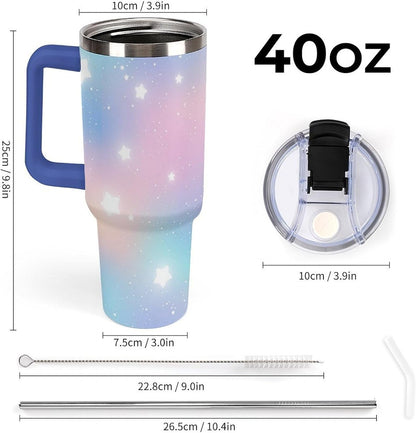 Leakproof Car Cup Vacuum Sealed With Lid For Office Crystal Clear Blue Water Ripple Print Drinkware Light Rose Red-style-5 - Colors E
