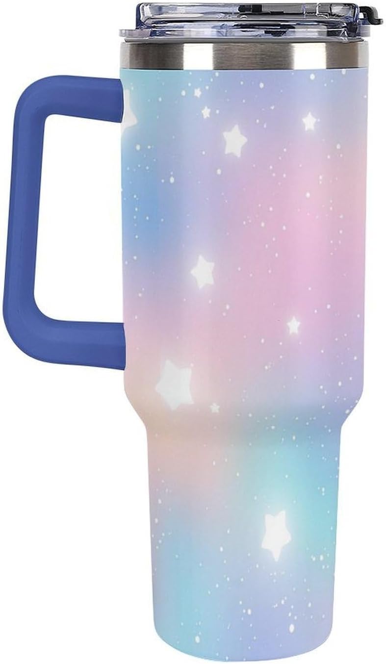 Leakproof Car Cup Vacuum Sealed With Lid For Office Crystal Clear Blue Water Ripple Print Drinkware Light Rose Red-style-5 - Colors E