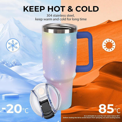 Leakproof Car Cup Vacuum Sealed With Lid For Office Crystal Clear Blue Water Ripple Print Drinkware Light Rose Red-style-5 - Colors E