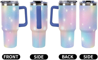 Leakproof Car Cup Vacuum Sealed With Lid For Office Crystal Clear Blue Water Ripple Print Drinkware Light Rose Red-style-5 - Colors E