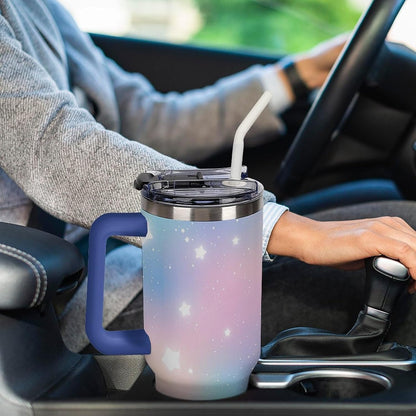 Leakproof Car Cup Vacuum Sealed With Lid For Office Crystal Clear Blue Water Ripple Print Drinkware Light Rose Red-style-5 - Colors E