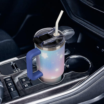 Leakproof Car Cup Vacuum Sealed With Lid For Office Crystal Clear Blue Water Ripple Print Drinkware Light Rose Red-style-5 - Colors E