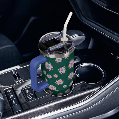 Leakproof Car Cup Vacuum Sealed With Lid For Office Crystal Clear Blue Water Ripple Print Drinkware Light Rose Red-style-5 - Colors E