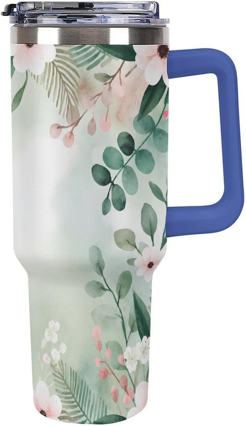 Leakproof Car Cup Vacuum Sealed With Lid For Office Crystal Clear Blue Water Ripple Print Drinkware Light Rose Red-style-5 - Colors E
