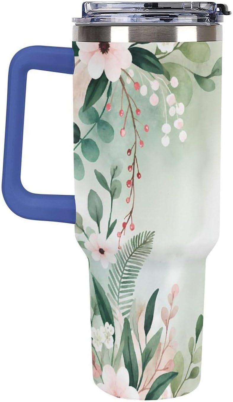 Leakproof Car Cup Vacuum Sealed With Lid For Office Crystal Clear Blue Water Ripple Print Drinkware Light Rose Red-style-5 - Colors E