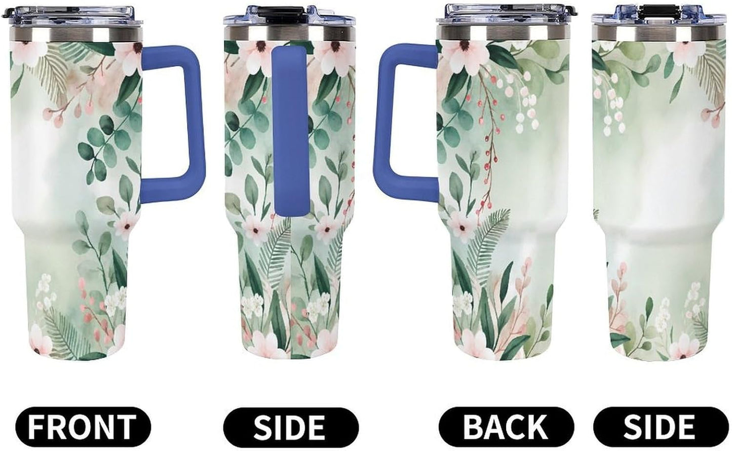 Leakproof Car Cup Vacuum Sealed With Lid For Office Crystal Clear Blue Water Ripple Print Drinkware Light Rose Red-style-5 - Colors E