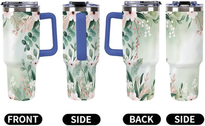 Leakproof Car Cup Vacuum Sealed With Lid For Office Crystal Clear Blue Water Ripple Print Drinkware Light Rose Red-style-5 - Colors E