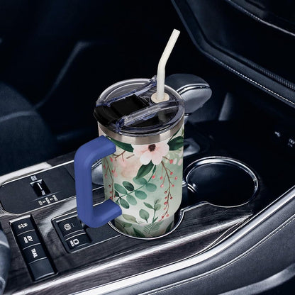 Leakproof Car Cup Vacuum Sealed With Lid For Office Crystal Clear Blue Water Ripple Print Drinkware Light Rose Red-style-5 - Colors E