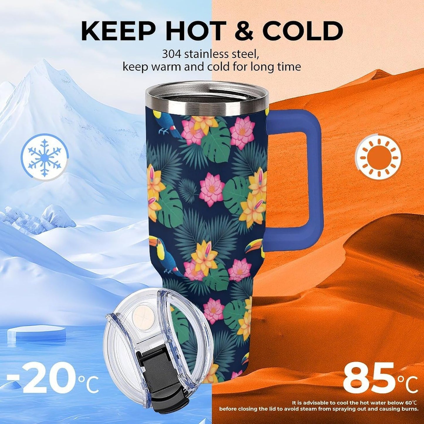 Leakproof Car Cup Vacuum Sealed With Lid For Office Crystal Clear Blue Water Ripple Print Drinkware Light Rose Red-style-5 - Colors E