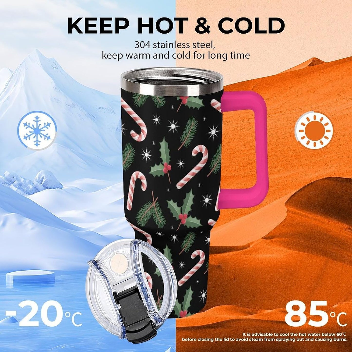 Leakproof Car Cup Vacuum Sealed With Lid For Office Crystal Clear Blue Water Ripple Print Drinkware Light Rose Red-style-5 - Colors E