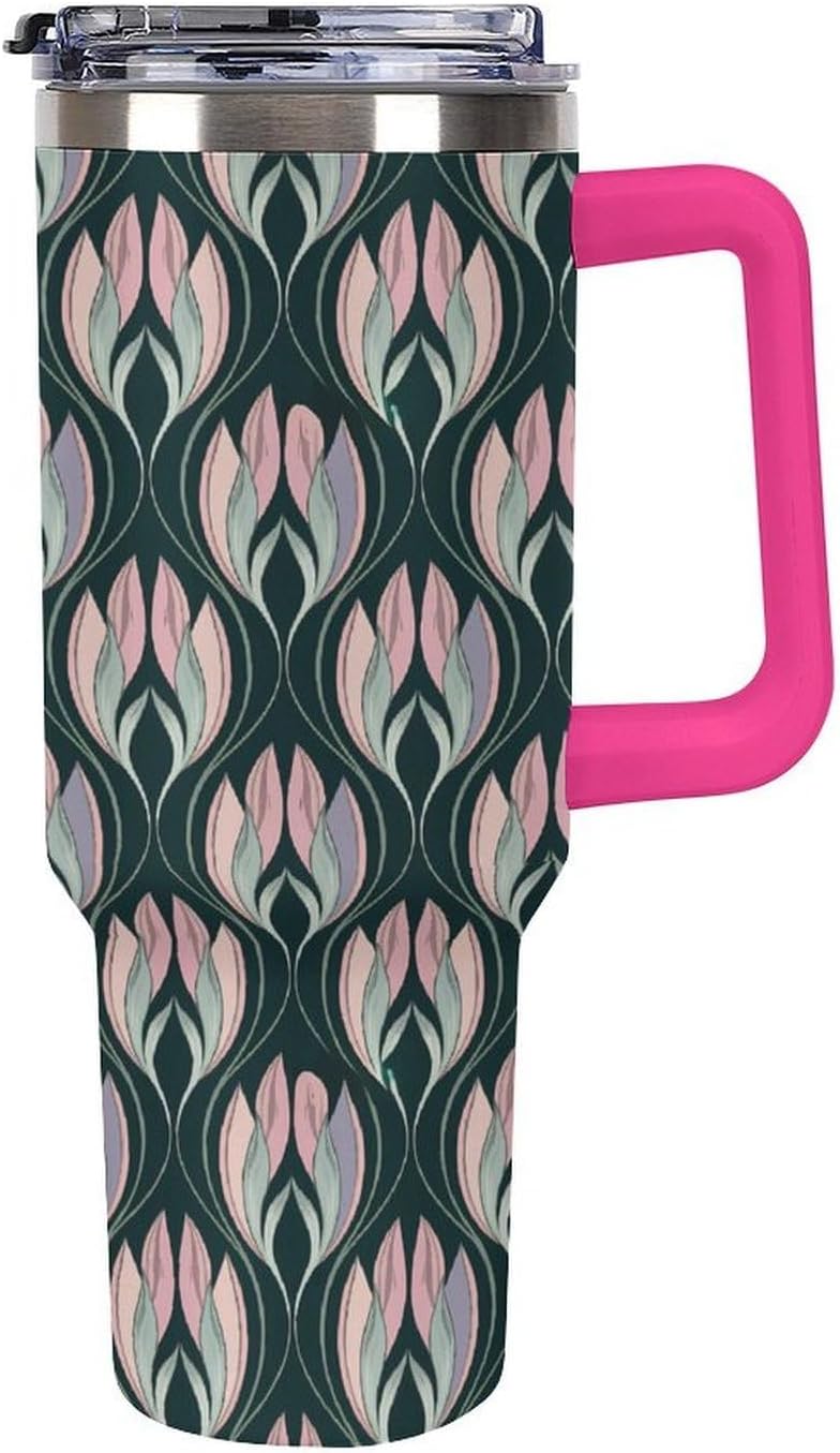 Leakproof Car Cup Vacuum Sealed With Lid For Office Crystal Clear Blue Water Ripple Print Drinkware Light Rose Red-style-5 - Colors E