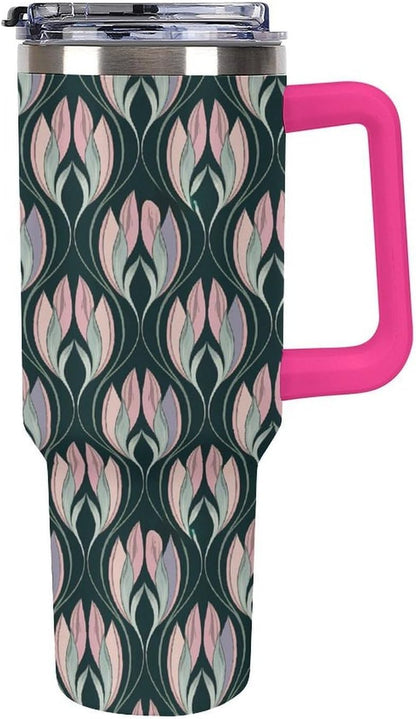 Leakproof Car Cup Vacuum Sealed With Lid For Office Crystal Clear Blue Water Ripple Print Drinkware Light Rose Red-style-5 - Colors E