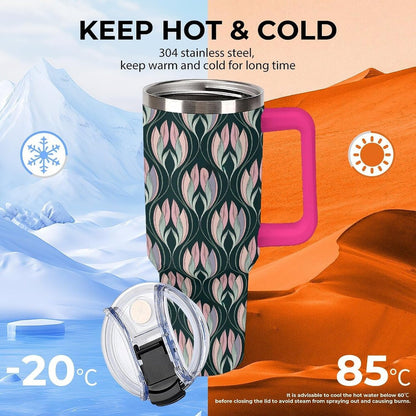 Leakproof Car Cup Vacuum Sealed With Lid For Office Crystal Clear Blue Water Ripple Print Drinkware Light Rose Red-style-5 - Colors E