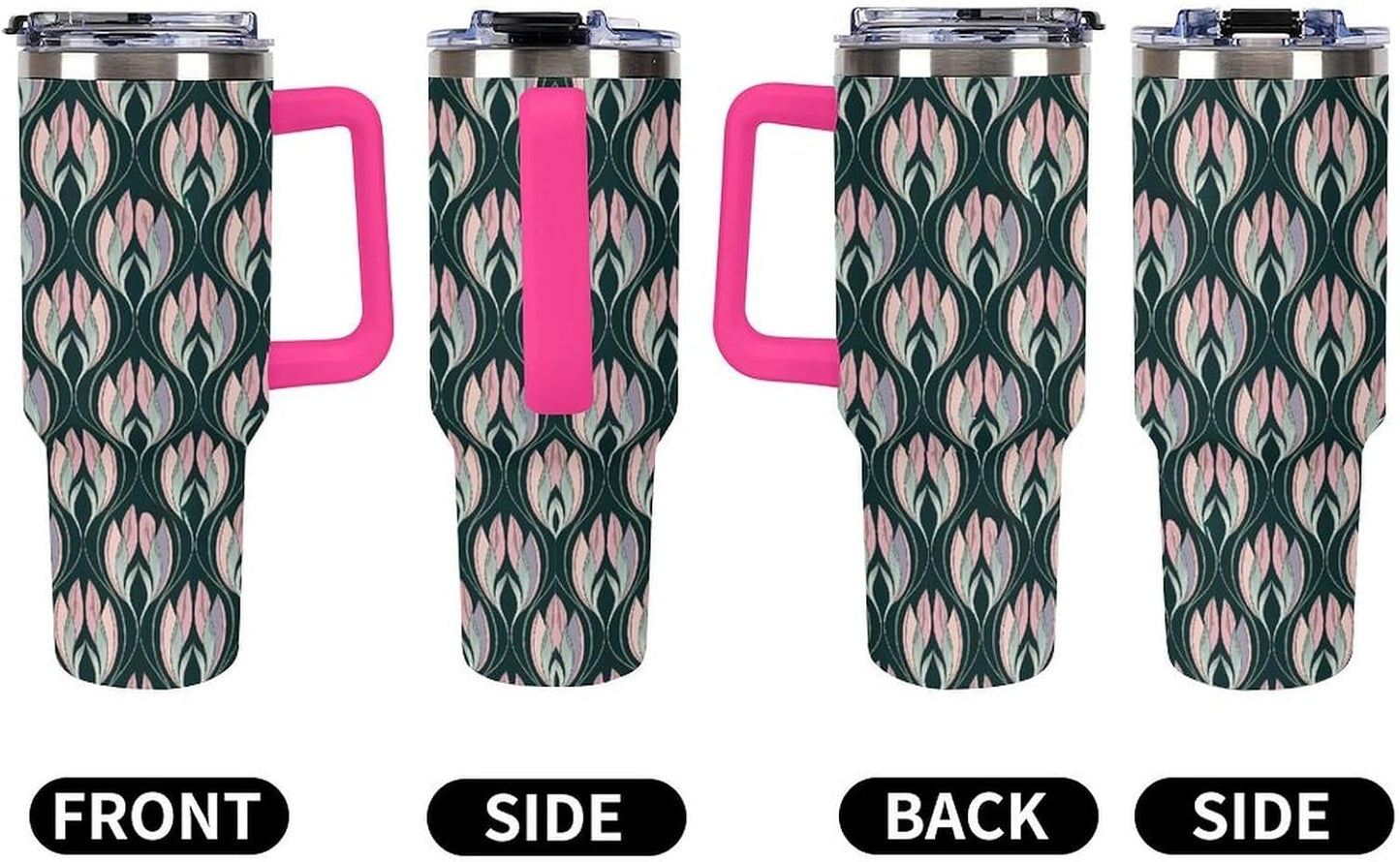 Leakproof Car Cup Vacuum Sealed With Lid For Office Crystal Clear Blue Water Ripple Print Drinkware Light Rose Red-style-5 - Colors E