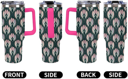 Leakproof Car Cup Vacuum Sealed With Lid For Office Crystal Clear Blue Water Ripple Print Drinkware Light Rose Red-style-5 - Colors E