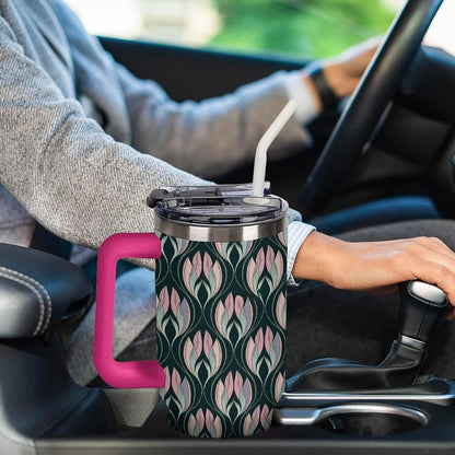 Leakproof Car Cup Vacuum Sealed With Lid For Office Crystal Clear Blue Water Ripple Print Drinkware Light Rose Red-style-5 - Colors E