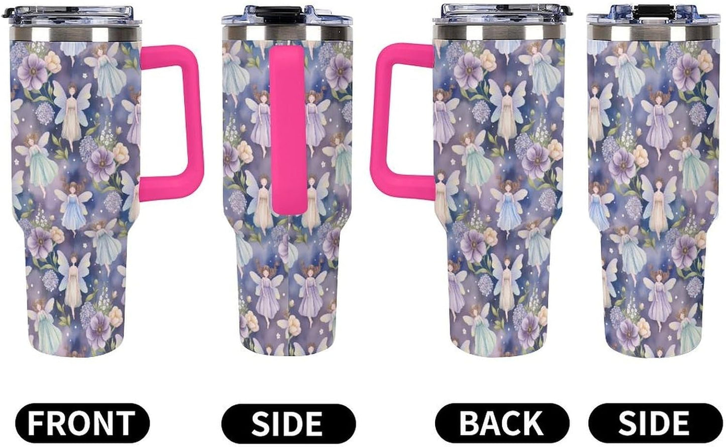 Leakproof Car Cup Vacuum Sealed With Lid For Office Crystal Clear Blue Water Ripple Print Drinkware Light Rose Red-style-5 - Colors E