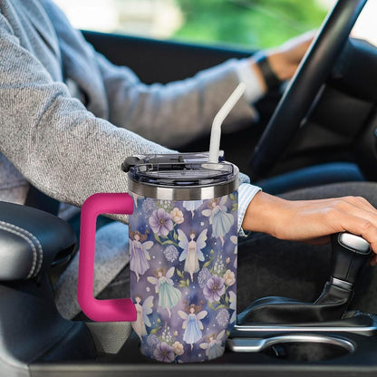 Leakproof Car Cup Vacuum Sealed With Lid For Office Crystal Clear Blue Water Ripple Print Drinkware Light Rose Red-style-5 - Colors E