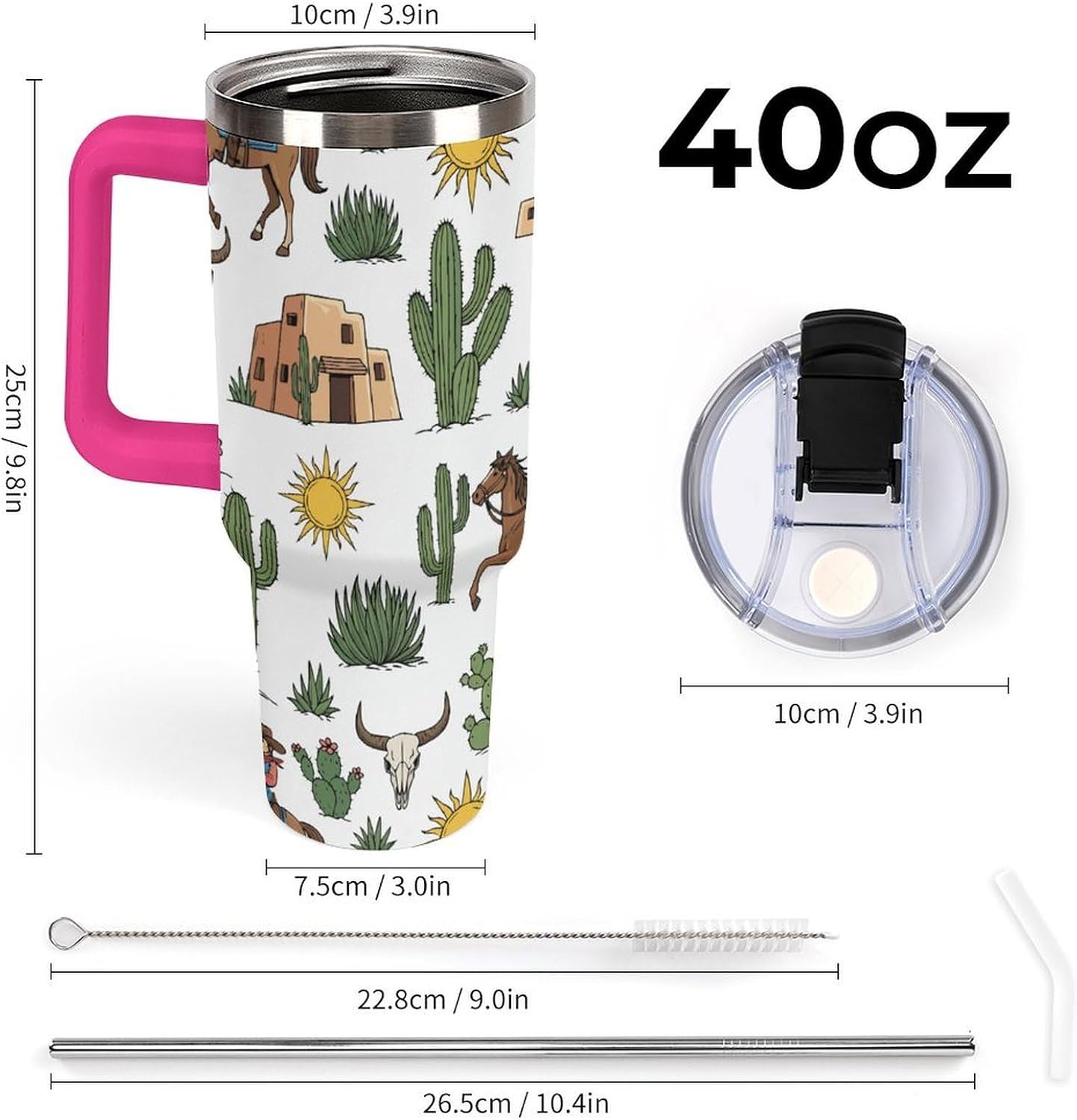 Leakproof Car Cup Vacuum Sealed With Lid For Office Crystal Clear Blue Water Ripple Print Drinkware Light Rose Red-style-5 - Colors E