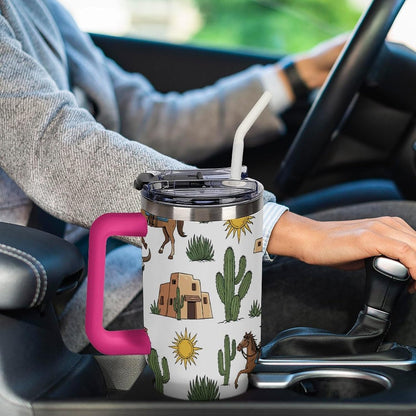 Leakproof Car Cup Vacuum Sealed With Lid For Office Crystal Clear Blue Water Ripple Print Drinkware Light Rose Red-style-5 - Colors E