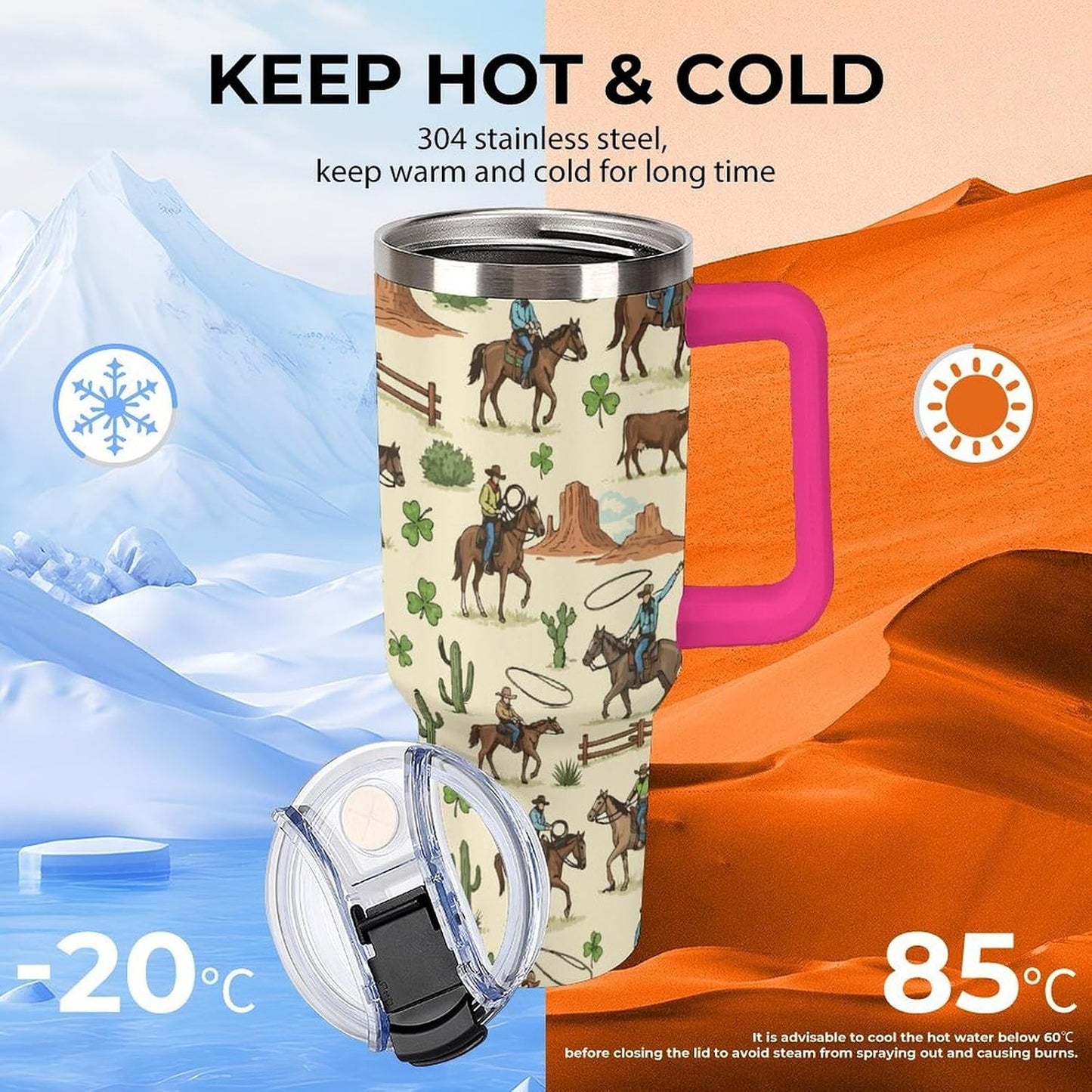 Leakproof Car Cup Vacuum Sealed With Lid For Office Crystal Clear Blue Water Ripple Print Drinkware Light Rose Red-style-5 - Colors E