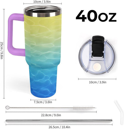 Leakproof Car Cup Vacuum Sealed With Lid For Office Crystal Clear Blue Water Ripple Print Drinkware Light Rose Red-style-5 - Colors E