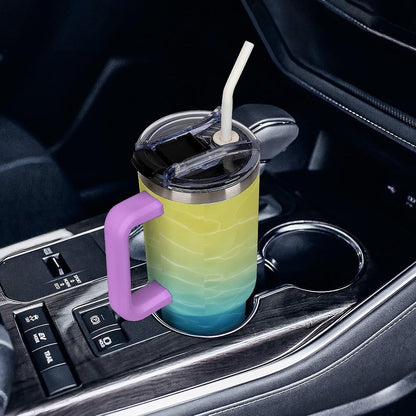 Leakproof Car Cup Vacuum Sealed With Lid For Office Crystal Clear Blue Water Ripple Print Drinkware Light Rose Red-style-5 - Colors E
