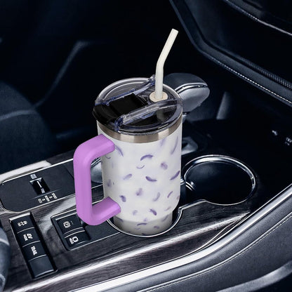 Leakproof Car Cup Vacuum Sealed With Lid For Office Crystal Clear Blue Water Ripple Print Drinkware Light Rose Red-style-5 - Colors E