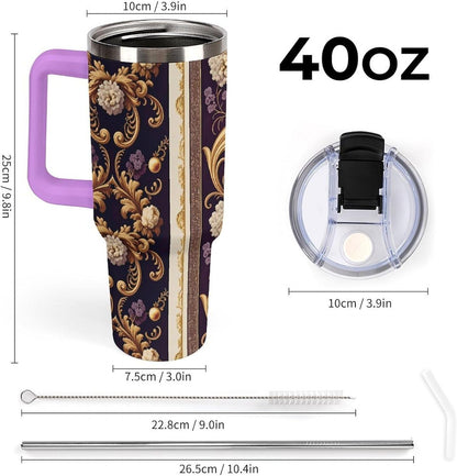 Leakproof Car Cup Vacuum Sealed With Lid For Office Crystal Clear Blue Water Ripple Print Drinkware Light Rose Red-style-5 - Colors E