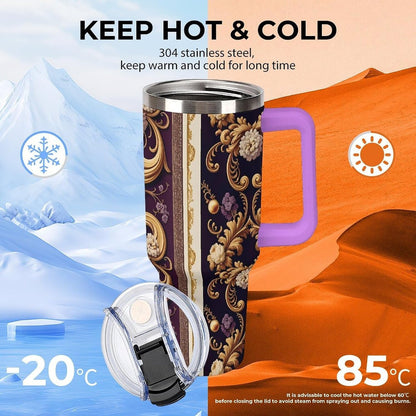 Leakproof Car Cup Vacuum Sealed With Lid For Office Crystal Clear Blue Water Ripple Print Drinkware Light Rose Red-style-5 - Colors E