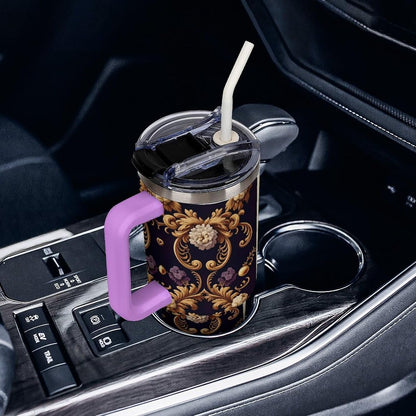 Leakproof Car Cup Vacuum Sealed With Lid For Office Crystal Clear Blue Water Ripple Print Drinkware Light Rose Red-style-5 - Colors E