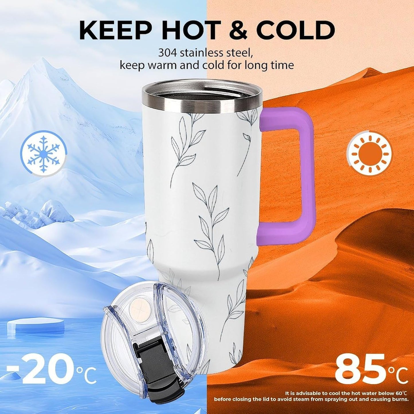 Leakproof Car Cup Vacuum Sealed With Lid For Office Crystal Clear Blue Water Ripple Print Drinkware Light Rose Red-style-5 - Colors E