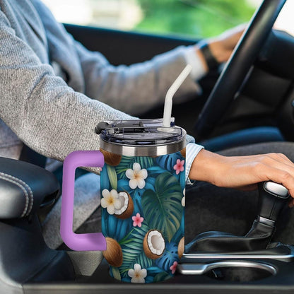 Leakproof Car Cup Vacuum Sealed With Lid For Office Crystal Clear Blue Water Ripple Print Drinkware Light Rose Red-style-5 - Colors E