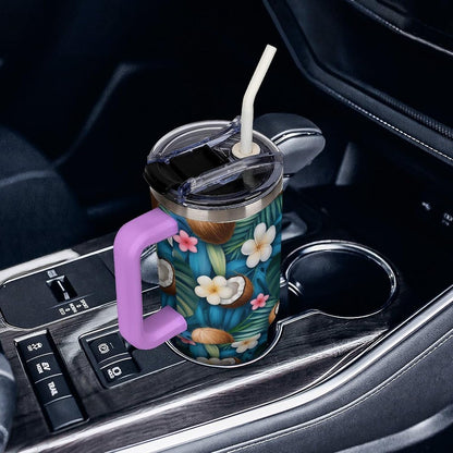Leakproof Car Cup Vacuum Sealed With Lid For Office Crystal Clear Blue Water Ripple Print Drinkware Light Rose Red-style-5 - Colors E