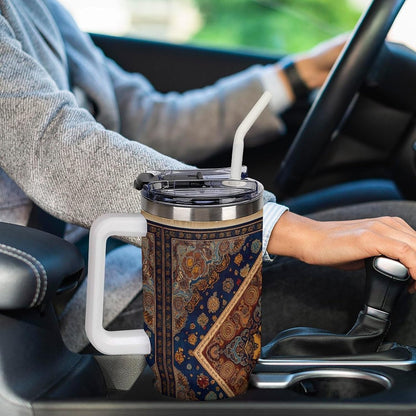 Leakproof Car Cup Vacuum Sealed With Lid For Office Crystal Clear Blue Water Ripple Print Drinkware Light Rose Red-style-5 - Colors E
